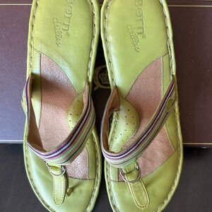 Born Green and Brown Sandals Vibrant Thong Design